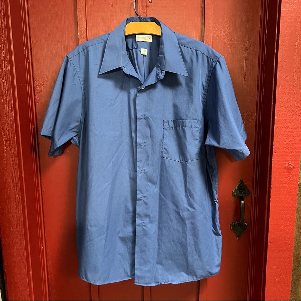 Van Heusen Classic Blue Button-Down Shirt - Picture 1 of 6